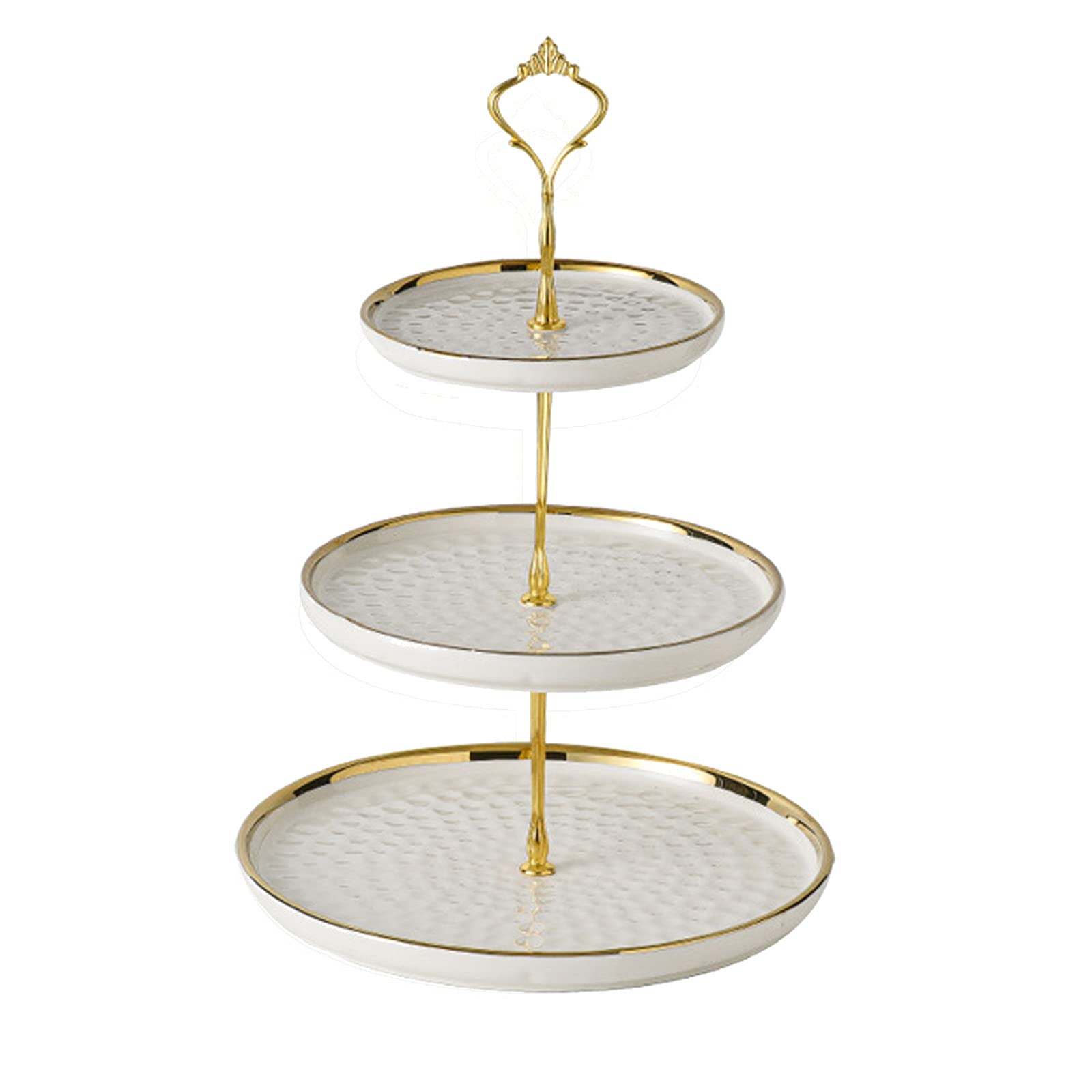 Etagere 3 etagen Keramik Obstteller Tortenständer für Cupcake, Käseplatte Cupcake Dessert Ständer, Metallstab Kuchenständer, Party Hochzeit Deko Tortenständer (Weiß-A, 3 etagen)