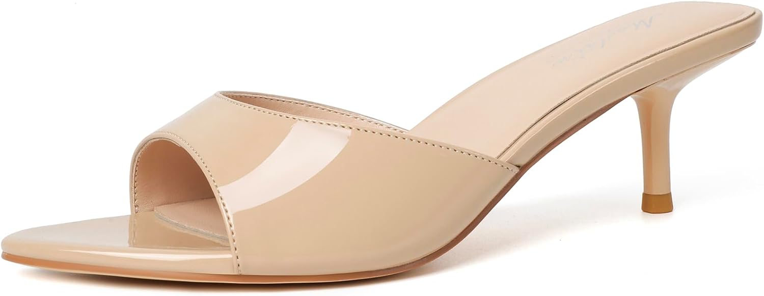 Mostrin Kitten Heels for Women Pointed Toe Vintage Mules Heels Sexy Slip on Stiletto Backless Sandals for Party Wedding Daily