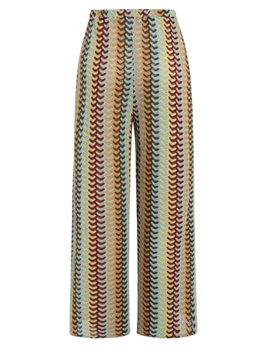 Image of ZAFUL Womens Beach Cover Up Pants Sexy Crochet Drawstring Elastic Boho Swimsuit Cover Up Long Pants Beach Wear