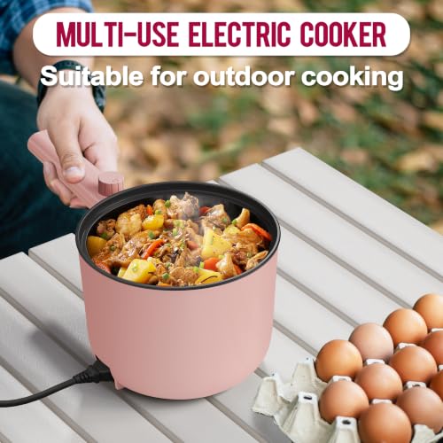 Image of Topwit 1.5L Hot Pot Electric, Portable Ramen Cooker, Non-Stick Frying Pan | BPA-free, Glass Lid, Overheat & Boil-dry Protection, Electric Pot for Pasta, Steak, College Dorm Office Travel Essentials