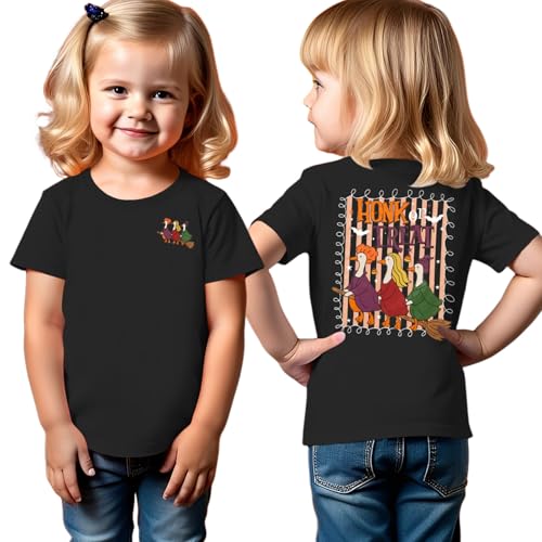 Toddler Halloween Shirt Boy Girl Honk or Treat T-Shirt Silly Goose Witch Graphic Tee Funny Print Spooky Season Tops