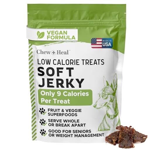 Chew + Heal Labs Low Calorie Dog Jerky Treats - 5 oz of Vegan Plant Based Natural Dog Treats with Chia Seeds, Fruits, and Vegetables - Good for Weight Management - Made in the USA