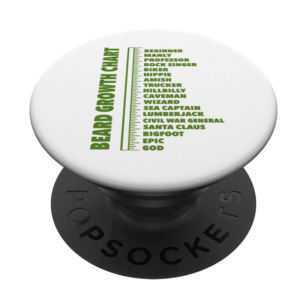 Beard Growth Chart Length Ruler Cute Joke Funny Retirement PopSockets Swappable PopGrip