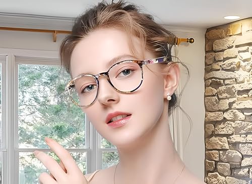 Image of Roshfort Women men Square ARC Glasses Antiglare Spectacle Frames Flower Colour Medium (E -3, Flower Print)