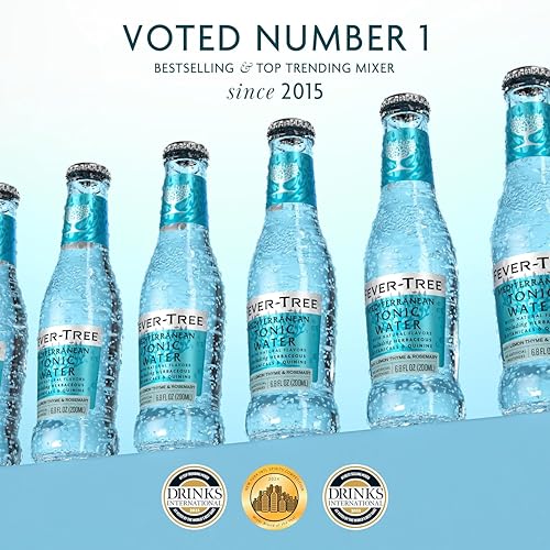 Image of Fever-Tree Mediterranean Tonic Water - Premium Mixer for Cocktails and Mocktails, 6.8 fl oz Bottles, Pack of 24 - Naturally Sourced, Non-GMO