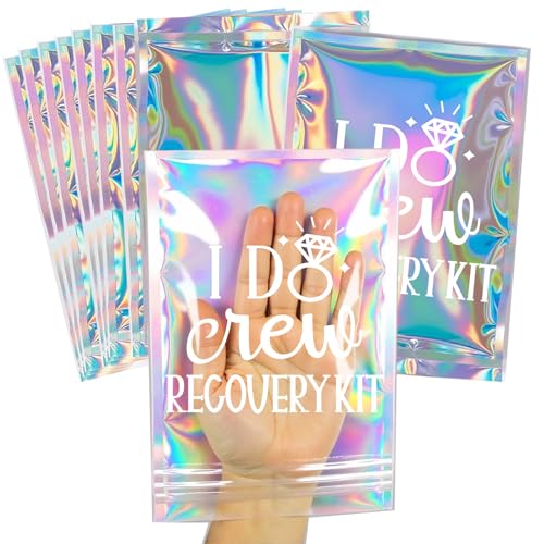 20 Pcs I Do Crew Recovery Kit Bags—Pre-Printed Holographic Resealable Bags(Without Self-Care Kits),Ideal for Bachelorette Party Favors and Birthday Hangover Kits(5