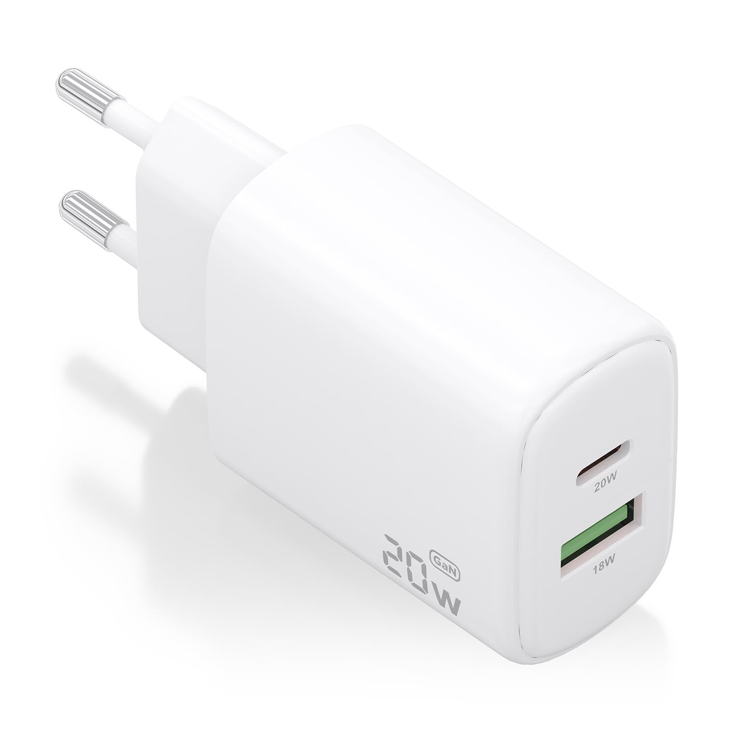 Cargador de Pared GaN Aisens A110-0909/ 1xUSB Tipo-C/ 1xUSB/ 20W/ Blanco