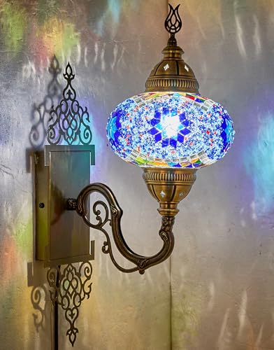 DEMMEX (10 colores lámpara de pared de mosaico estilo Tiffany marroquí turco, aplique de pared, hecho a mano