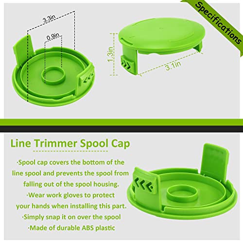 Vypart Weed Eater Dual Line Replacment 29242 29082 Fit For Greenworks Electric String Trimmer Spool Line 29242 0.065”,27Ft With 3410468 Cap Covers(10 Spool+3 Cap) Blue #TOP2