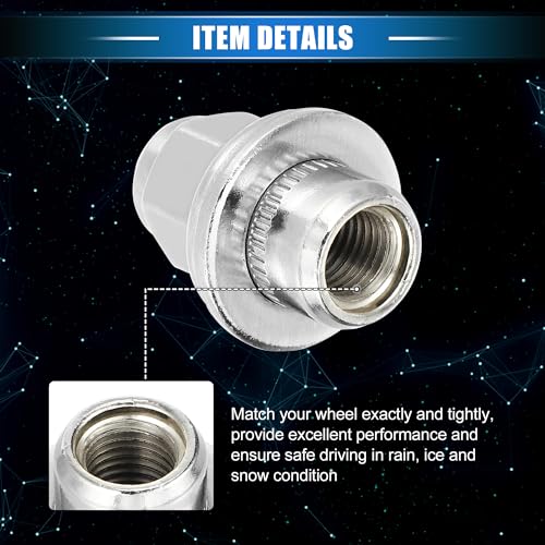 Image of 20 Pcs Wheel Lug Nuts Compatible for Jaguar XF XJ XE, Durable M12 x 1.5 Carbon Steel Silver Tone Tire Lugnuts