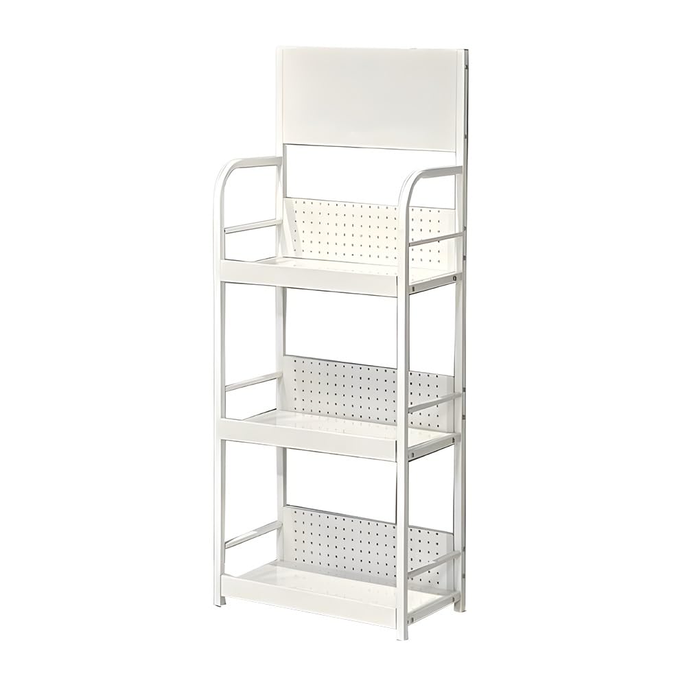 Metalowa półka na przekąski do supermarketu, stojak na cukierki/chipsy z kółkami, do spiżarni domowej, sklepów, teatru(Biały 80x30x150 cm)