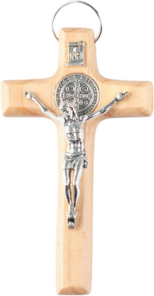 Generico Mini Cross – Wooden Pocket Prayer Keepsake, Portable Faith Symbol Ornament, Lightweight Spiritual Desk Accent | Home Office Car Travel School Gift Housewarming Religious Reflection Use