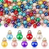Jansun 90PCS Christmas Mini Balls Ornaments Multicolour Imitation Pearl Pendants Miniature Xmas Tree Hanging Decorations Small Vintage Glitter Balls for Holiday Party Outdoor Indoor DIY Craft Supplies
