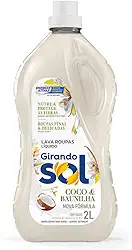 Girando Sol Lava Roupas Líquido Coco E Baunilha 2L Sabão Líquido Lava Roupa Perfumado Branco Ação Delicada Proteção E Cuidado Roupas Brancas E Coloridas