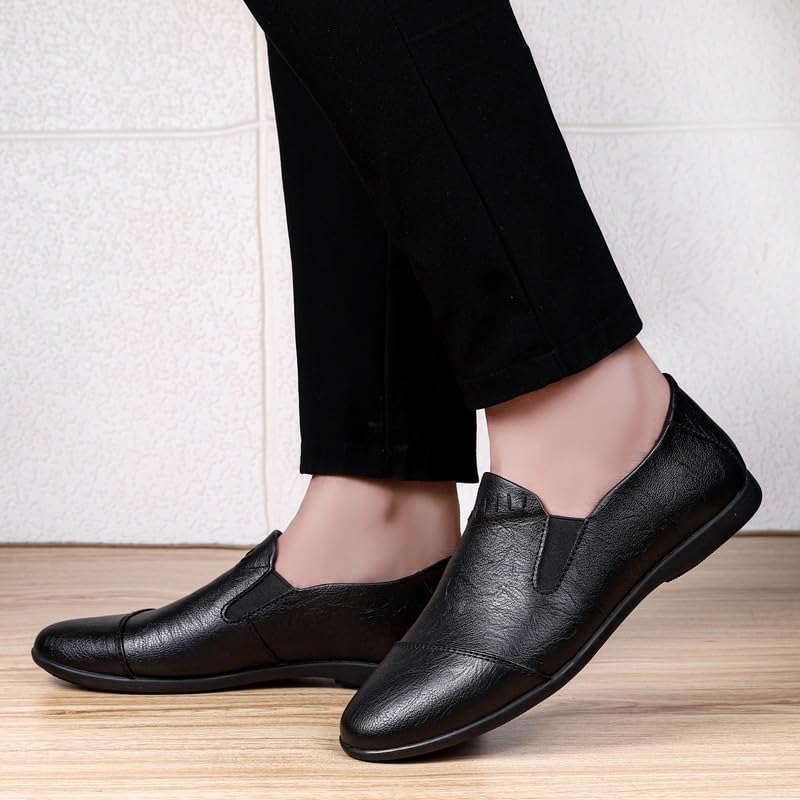 Men Oxford Dress Shoes Non Slip Block Heel Anti-Slip Slip Resistant Tuxedo Prom Genuine Leather Slip-on Breathable3