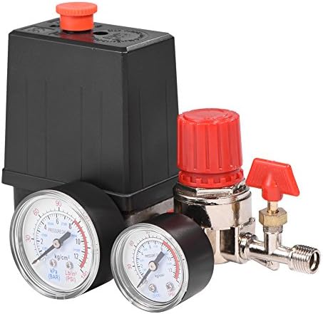 Yosooo Small Plastic Air Compressor Pressure Switch Control Lightweight Valve Regulator Switch with Gauges