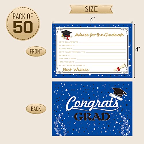 Image of Graduation Wish & Advice Cards - 50PCs Graduate Party Supplies Advice Card for Class of 2026 Graduations Party, Graduate Favors Cards for High /College /Senior School