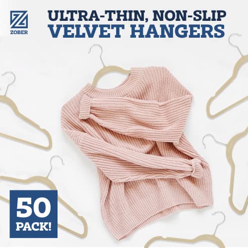 Zober FBA_ZO-V303 Velvet Hangers 50 Pack - Heavy Duty Ivory Hangers For Coats, Pants & Dress Clothes thumb #8
