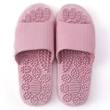 Acupressure Massage Slippers Therapeutic Reflexology Sandals for Foot Acupoint Massage Shiatsu Arch Pain Relief Non-Slip Massage Shoes for Bath Shower (Pink, 7.5-8)