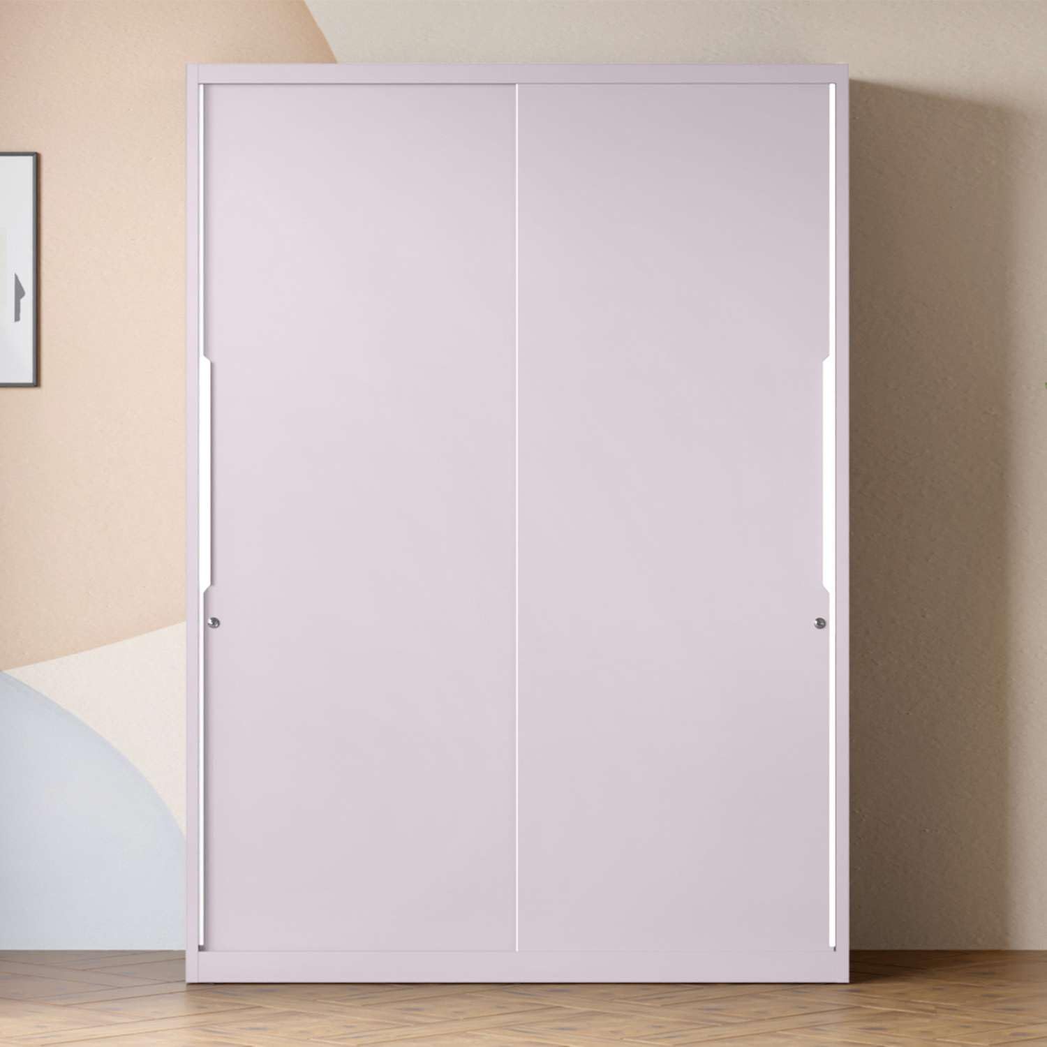 Almirah Slide N Store Pro 2-Door Steel Sliding Wardrobe for Clothes (Textured Lilac Glaze), 1-Year Warranty, 5 Shelves, 2 Drawer