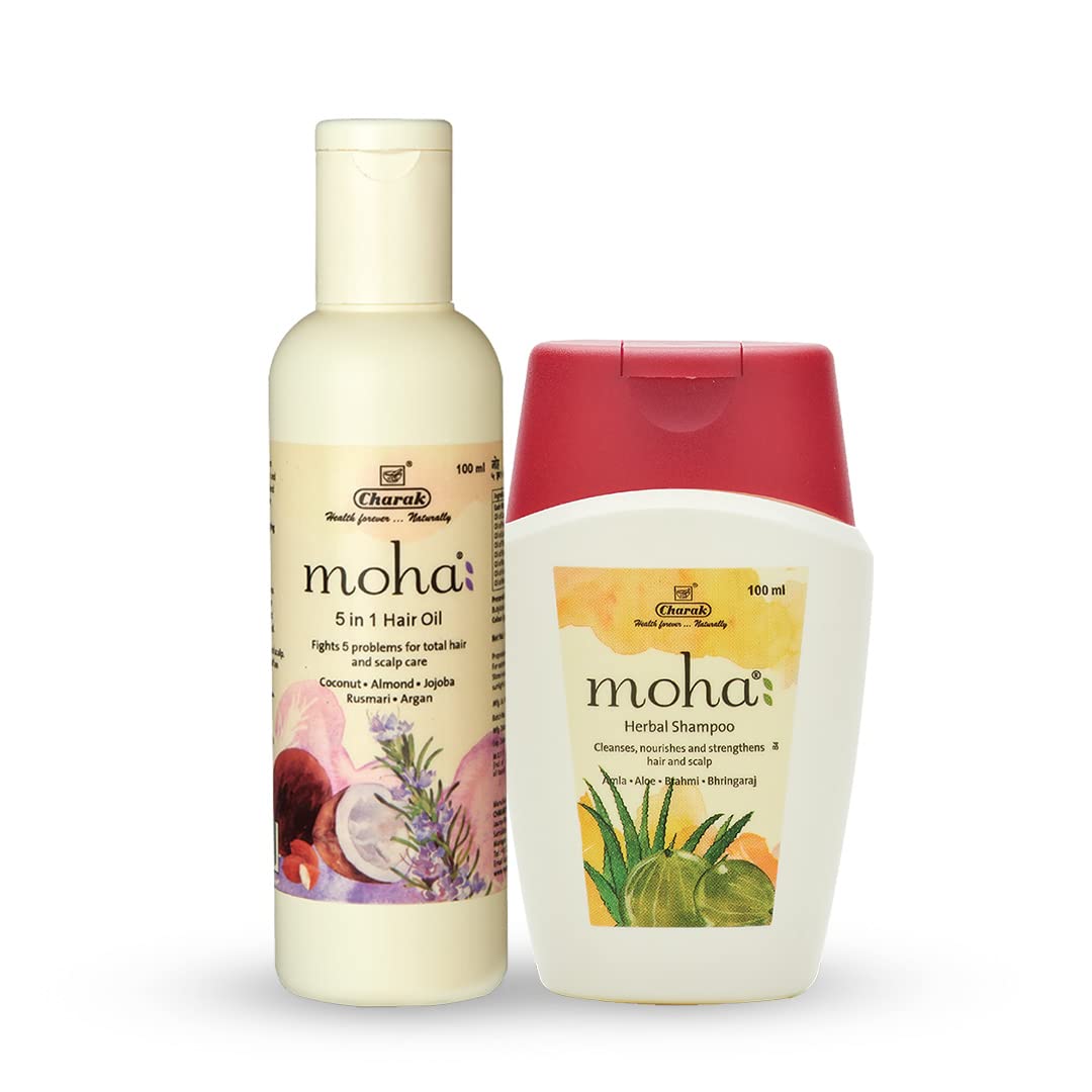 MohaHerbal Hair Shampoo 100 ML And Herbal Hair Serum For Men & Women | Non Sticky Hair Serum (100 ML) Combo Pack