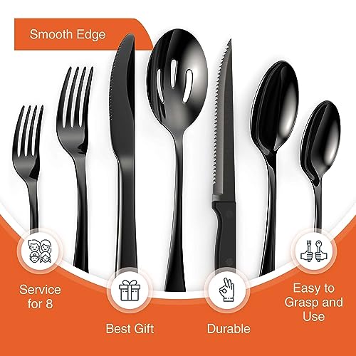 Schwarzes Besteckset Tribal Cooking 30-teilig aus Edelstahl