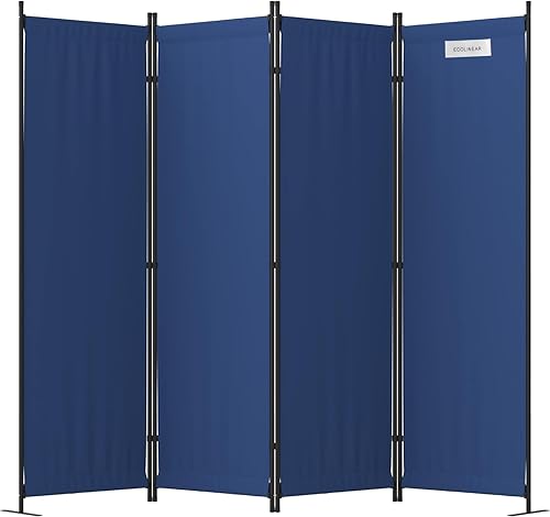 Divisor de habitación de 4 paneles de pantalla plegable para el hogar, oficina, dormitorio, decoración de interiores, acentos de privacidad (azul)