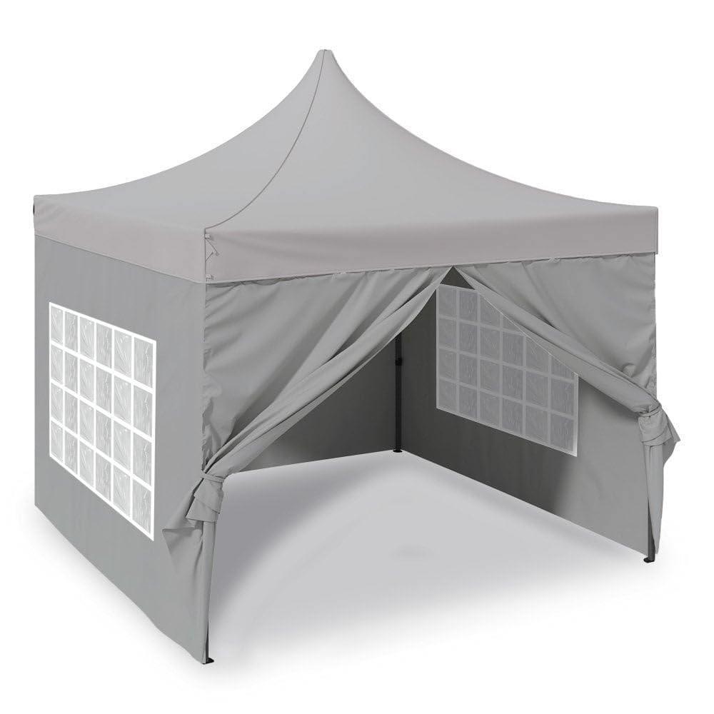 Jack Stonehouse Garden Pop Up Gazebo 2.5m x 2.5m Waterproof Party Marquee Tents With 4 Detachable Tear Resistant Sides And Windows Waterproof Silver Double PU Coated Layer Roof Heavy Duty Carry Bag.
