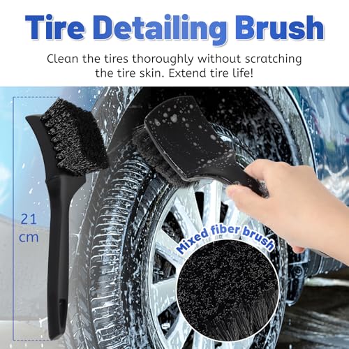 Image of Microfibre Wheel Brush and Tyre Brush - Scratch-Free Gentle Cleaning for All Rims - Ideal for High-Quality Rims - Microfibre Wheel Brush Alloy Wheels, Car Rims Brush