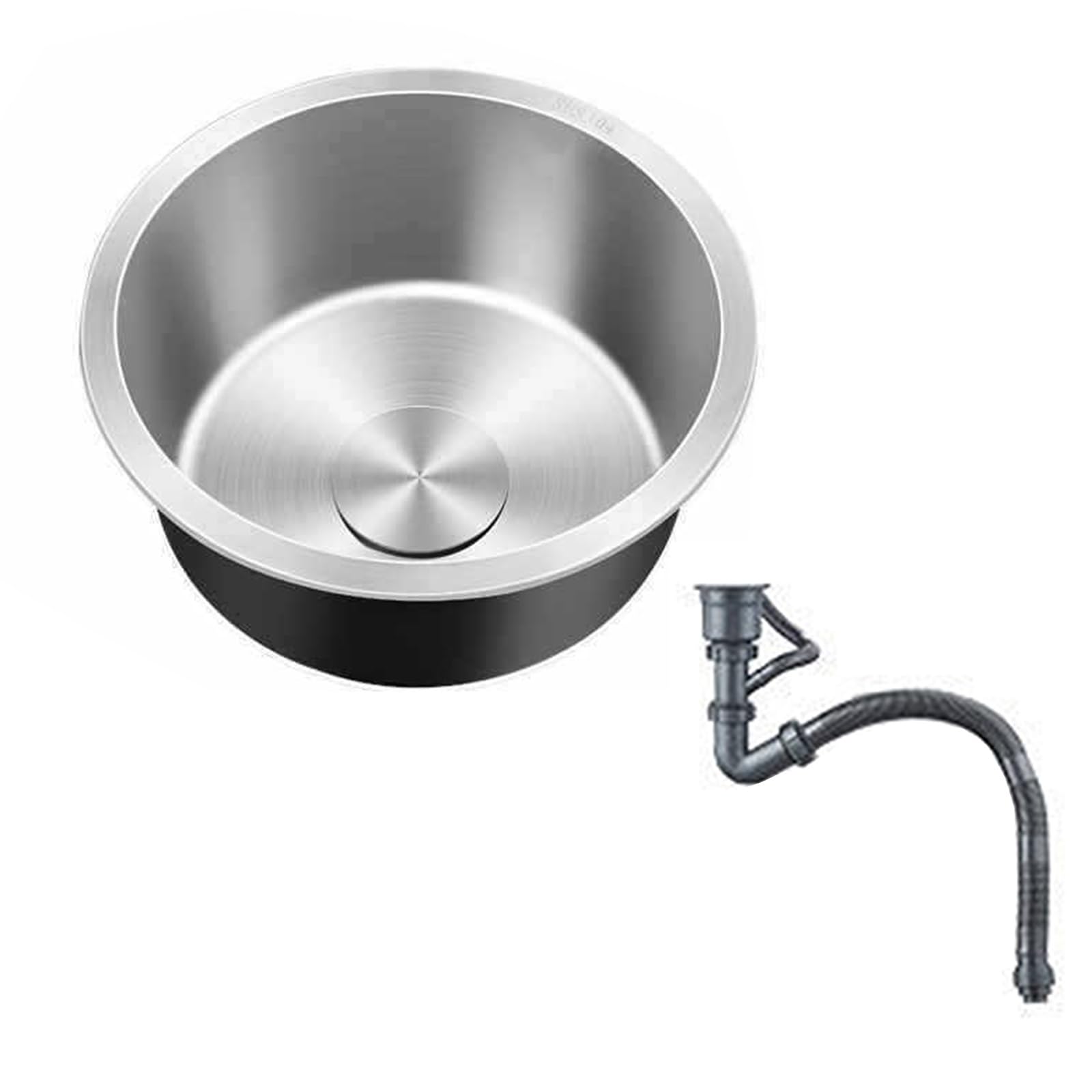 HYQOUKLR Stainless Steel Small Sink, 304 Stainless Steel Round Sink Silver 25-42cm Undermount Countertop(38cm)