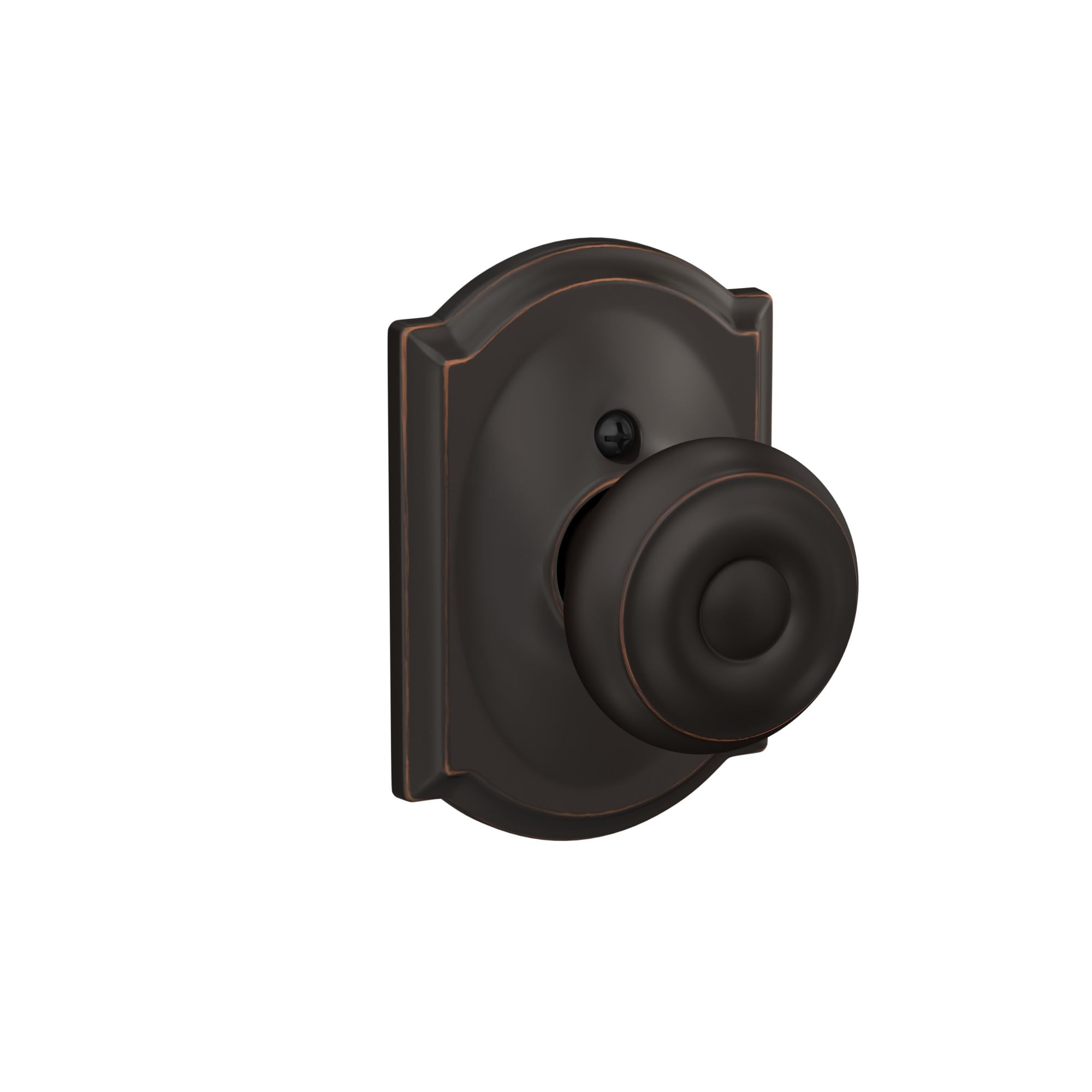 Schlage F170 GEO 716 CAM Georgian Door Knob with Camelot Trim, One Sided Non-Turning Dummy Door Handle, Aged Bronze