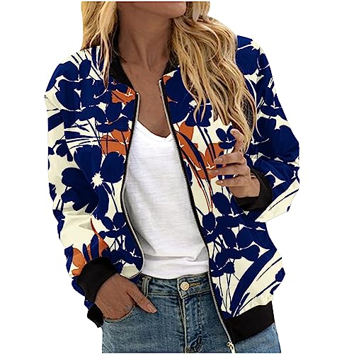 Ybing Bomberjacke Damen Kurz Blouson Jacket leichte Fliegerjacke Langarm...