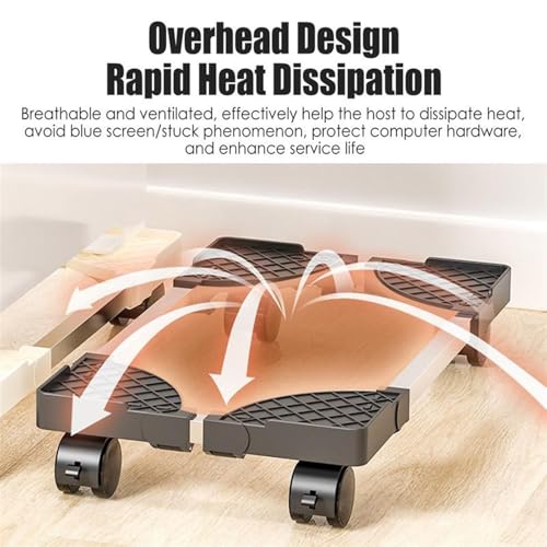 Soporte móvil para CPU con ruedas giratorias bloqueables, base refrigerada ajustable para torre de PC, chasis y soporte miniatura 4