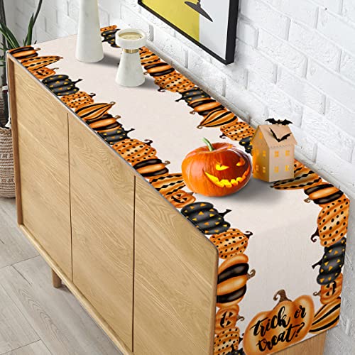 Halloween Pumpkin Table Runner Trick or Treat Fall Holiday Party Table Decor Farmhouse Kitchen Dining Room Home Decoration - Image 3