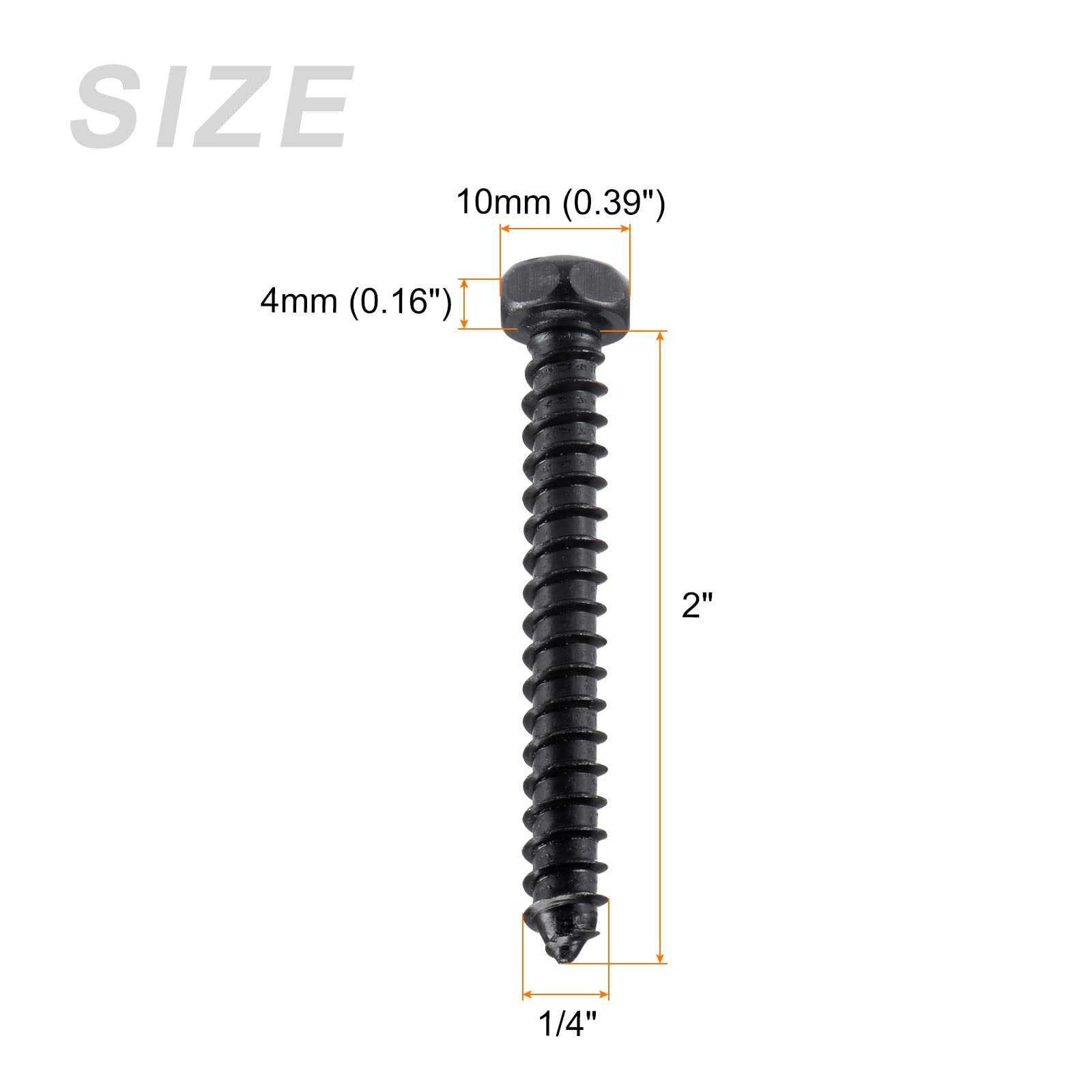 METALLIXITY Hex Lag Screws (1/4" x 2")10Pcs, Carbon Steel Phillips Self-Tapping Wood Bolts - for Household Applications - Image 2