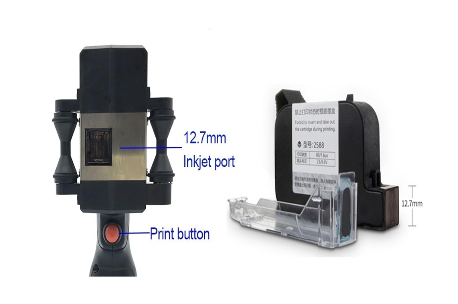 Ręczna drukarka atramentowa, 4,3-calowa przenośna drukarka atramentowa z ekranem dotykowym, kodem QR i etykietami, USB, ręczna 12,7 cala(1 printer 1 Ink)