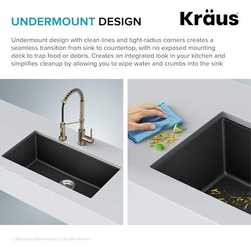 KRAUS Black Onyx 31 in Undermount Granite Kitchen Sink KGU-413B - image 6