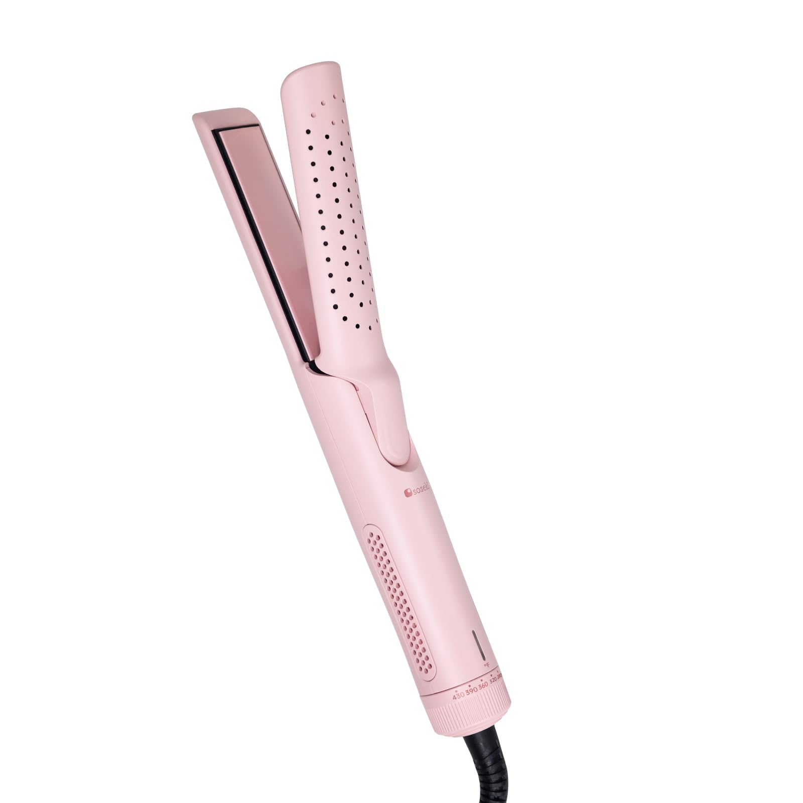soseki Flat Iron Hair Straightener, 360° Airflow Hair Curling Iron 1 1/3 Inch, 5 Temp Adjustable Flat Iron Curling Iron in One, 100-240V Worldwide Voltage Plancha De Cabello