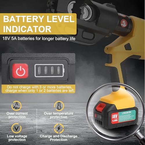 Image of 12 Ton Electric Hydraulic Cable Crimping Tool with Digital Display, 11 Dies, 2 Rechargeable 5.0Ah Batteries, for Copper /Aluminum Terminals and Wires