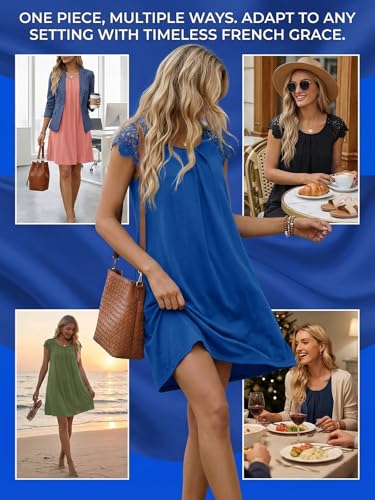 Image of Wenrine Womens Tshirt Nightgown Short Sleeve Soft Sleepwear Casual Sleep Dress with Pockets