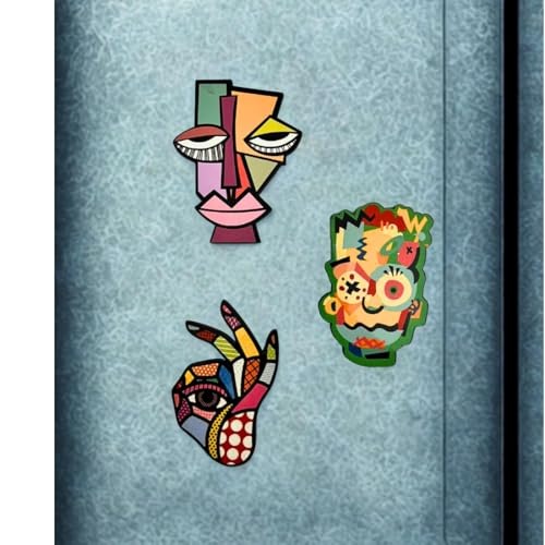 Image of Zesta Wooden Fridge Magnets Set | Refrigerator Decor Magnets for Kitchen | India Souvenir Fridge Magnet Collection | Wooden Magnet for Fridge Door Decoration (Abstract Arts)