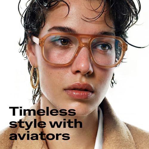 Image of livho Retro Aviator Blue Light Blocking Glasses for Women Men with Soft Case, Trendy Rectangle Computer Eyeglasses