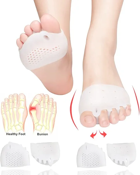 Metatarsal Pads, Gel Toe Separators, Bunion Corrector Cushion, Toe Spacers, Ball of Foot Cushions, Soft&Breathable, Idea for Mortons Neuroma, Blisters, Diabetic Feet, Hammer Toe, Rapid Pain Relief