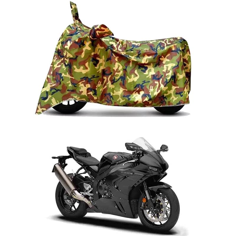 Image of Waterproof 100% PVC Coated Full Bike Scooty Two Wheeler Body Cover Compatible for Honda CBR1000RR-R /UV-Rays /Heat Protection /Birds Dropping /Scratchproof /Dust Proof [6X6 Jungle Print]
