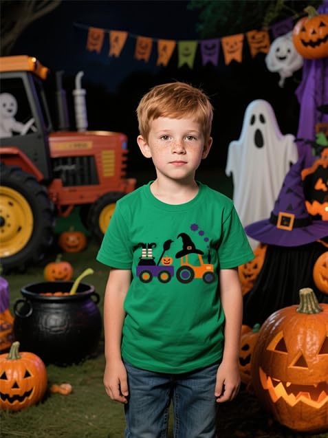 Spooky Party Shirt Toddler Boys Girls Pumpkin Truck Ghost Spider Web Short Sleeve Kids Top for 2-7t4