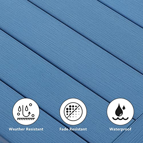 Meluvici Double Adirondack Outdoor Side Table Weather Resistant, Outdoor Rectangular Patio End Table For Adirondack Chair, Dark Blue #TOP3