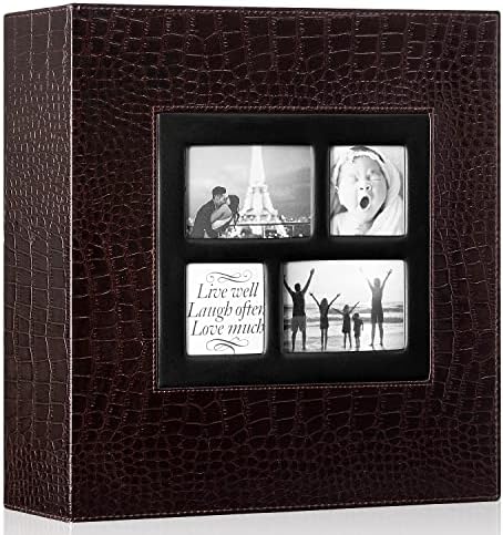 Ywlake Small Photo Album Croco 6x4 2 Packs, Each Pack holds 50 Pockets, Slip in Mini Linen Top Loading Photo Albums Holds Portrait Only 10x15cm Picture Black