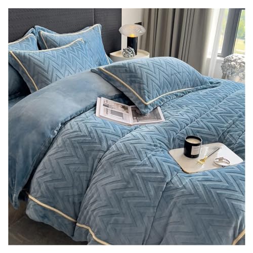 Ensemble complet de draps Velours Jacquard housse de couette 4 pièces lit 1.5m B - 6