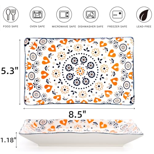 Noamus NO-CERAMICSALADPLATES-REC-6S 6 Pack Ceramic Rectangular Salad Plates thumb #1