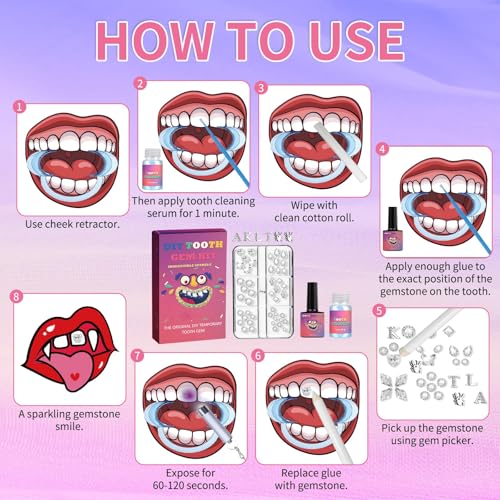 Image of Tseriact DIY Teeth Gem Kit,Crystals Jewelry Teeth Kit,Fashionable Set with Shiny Crystals for Teeth,for Festival /Hoilday /Daily